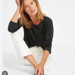 Everlane Box Cut Long Sleeve Black Medium